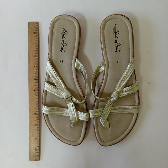 Made In Italy Gold Twist Slip On Sandals Women's Size 10 Euro 41 - Picture 3 of 10